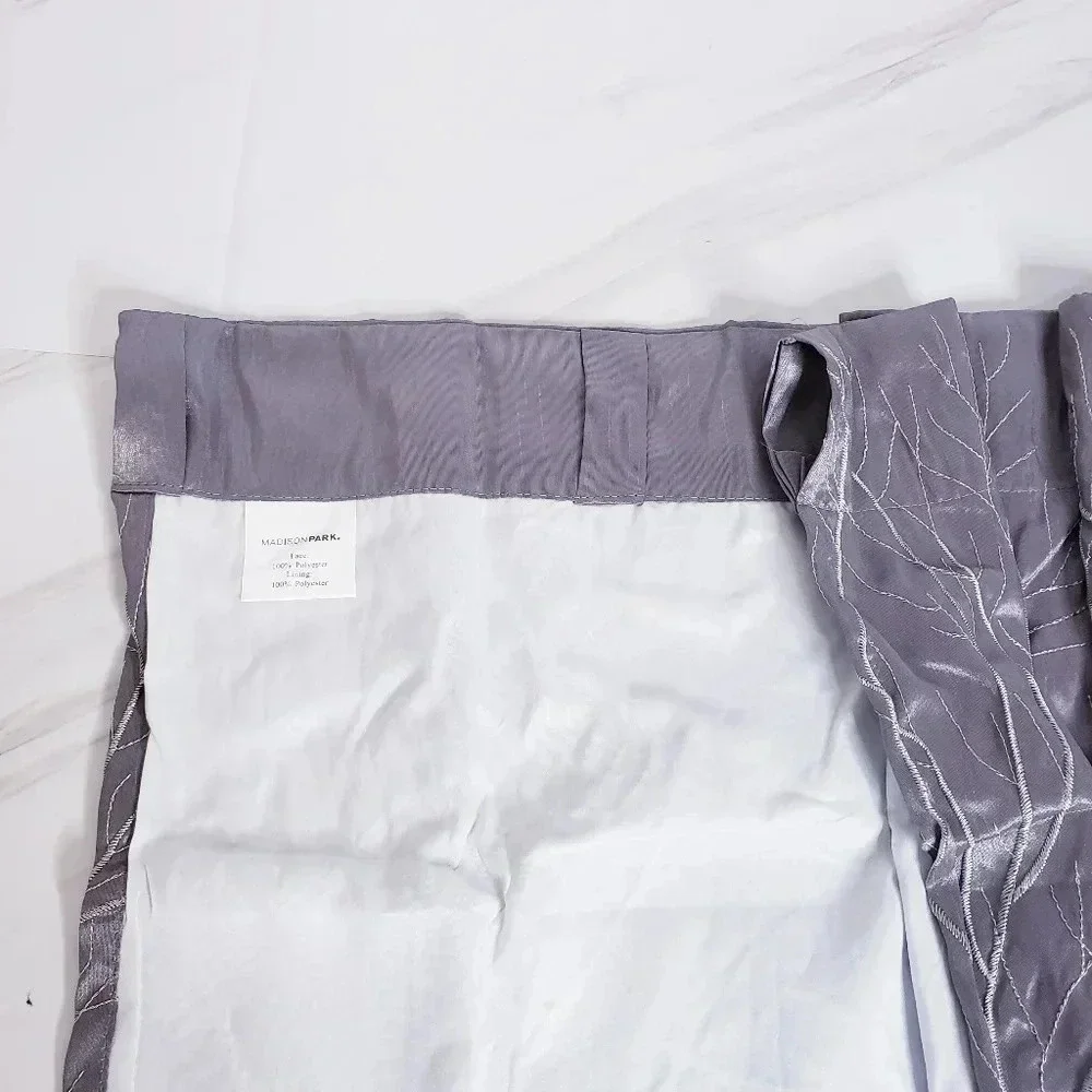 Madison Park 1 Window Valance Embroidered Gray New
